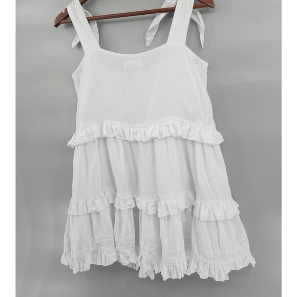MORTON MAC Elsied Dress Womens Small White Linen Tiered Flattering Australia - Picture 9 of 15
